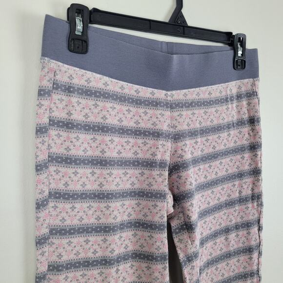 Victoria’s Secret Womens S Pink Gray Waffle Knit Pajama Pants Fair Isle Lounge - Picture 2 of 4